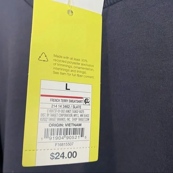 All in Motion™ Women's French Terry Butter Wash Sweatshirt Slate Size L - Picture 8 of 11